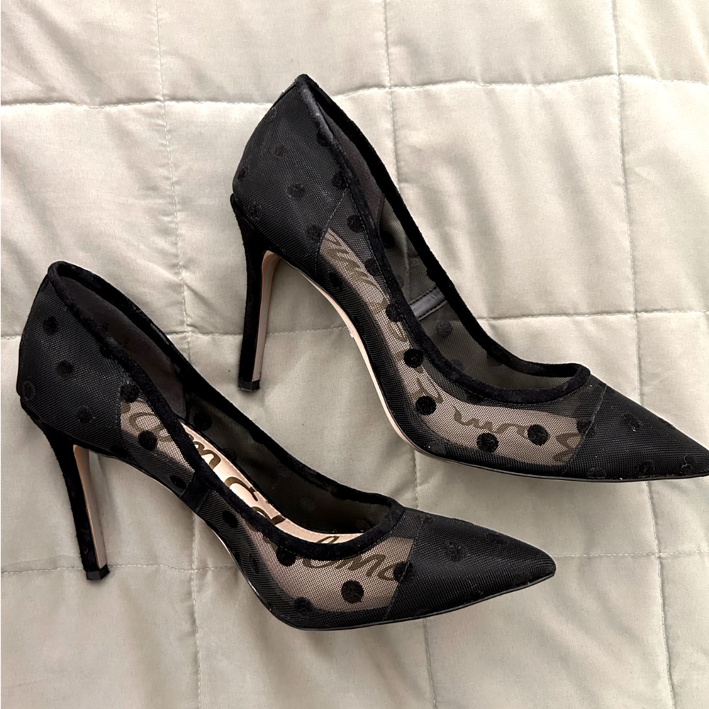 Sam Edelman Polka Dot Mesh Heels